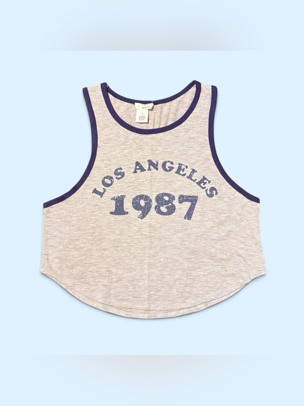 Wet Seal Women’s Size Small Los Angeles 1987 Gray and Blue Tank Top